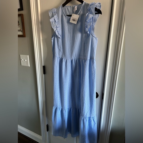 First Love Light Blue Gingham Midi Dress - Picture 3 of 8